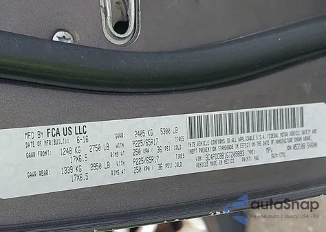 2016 Dodge Journey Sxt from USA, damaged, VIN 3C4PDCBB1GT209893